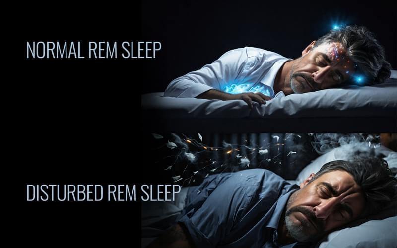 Contrast normal vs disturbed REM sleep